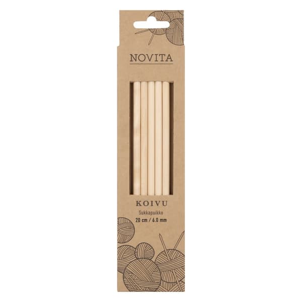 Strikkepinner 20 cm Bjørk 6.0 Novita