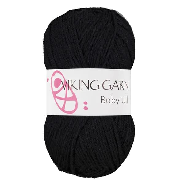 Baby Ull Garn Merinoull 50 g Svart 303 Viking Garn