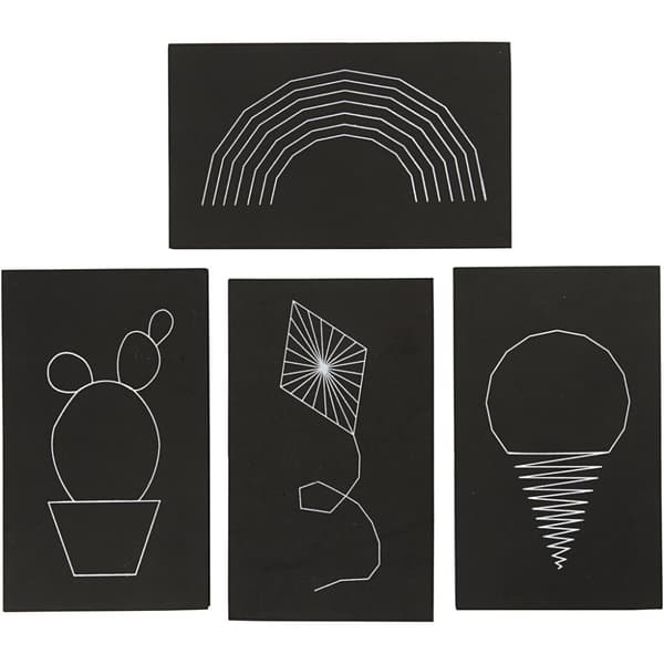 String Art plattor - Svarta med Motiv - 16 st