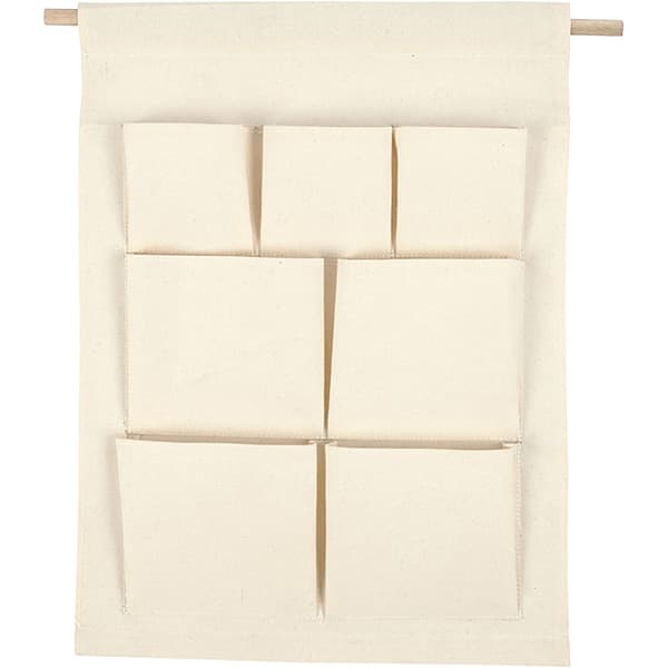 Tygförvaring med Fickor - Natur - 46x41,5 cm