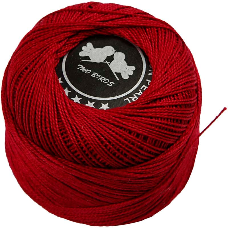Mercericerat bomullsgarn - Vinröd - 20 g
