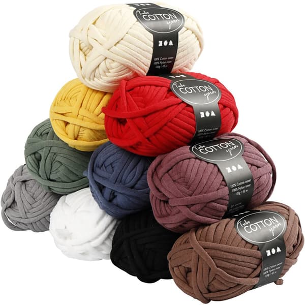Tubgarn - L: 45 m - Mixade färger - 10x100g