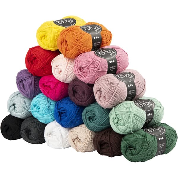 Bomullsgarn - Mixade färger - L: 170 m - 20x50g