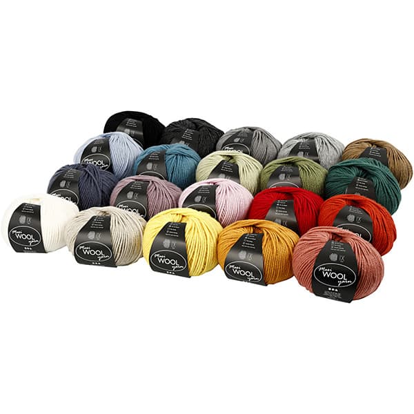 Storpack Maxi Wool Ullgarn - Mixade Färger - 20x100 g