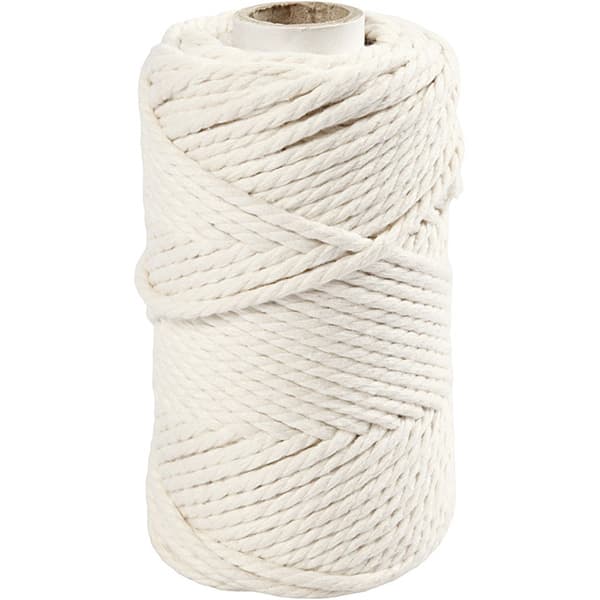 Makramégarn 4 mm - Råvit - 55 m - 330 g