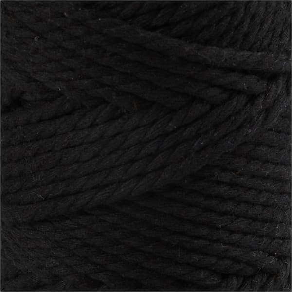 Makramégarn 4 mm - Svart - 55 m - 330 g
