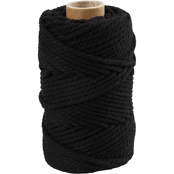 Makramégarn 4 mm - Svart - 55 m - 330 g