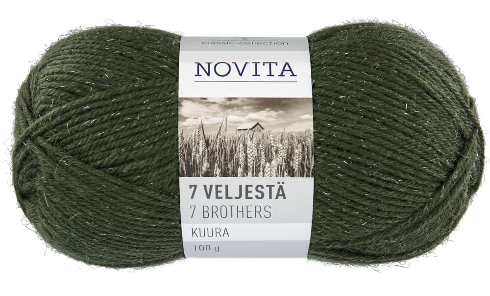 7 Bröder Kuura Garn Ullmix 100 g grankvist 376 Novita