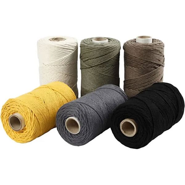 Makramégarn 2 mm Storpack - Basfärger - 6x330 g