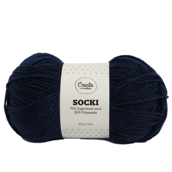 Socki Garn Enfärgade Ullmix 100 g Navy Blue A032 Adlibris