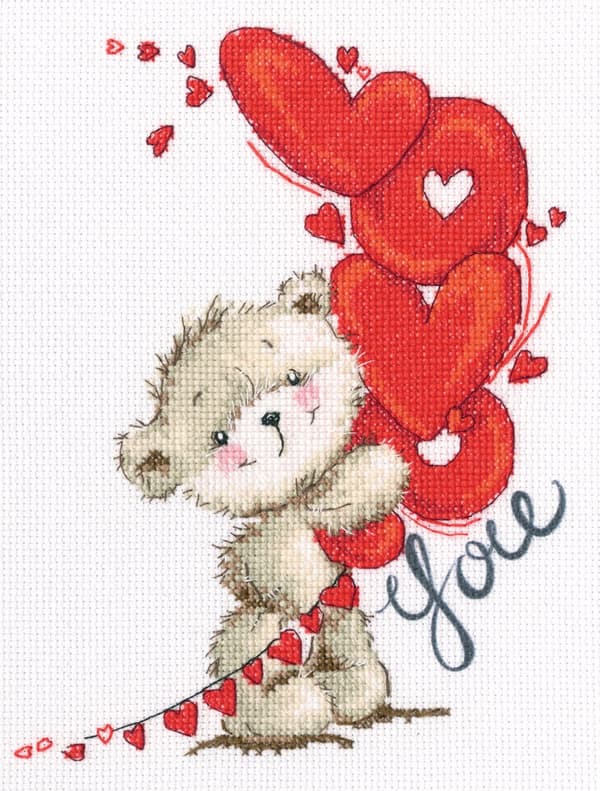 Broderikit med delvis trycktbakgrund kärlek 22x27 cm RTO