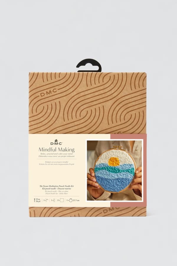 Punch needle-kit med havsmotiv, 15 x 15 cm, DMC Mindfulness