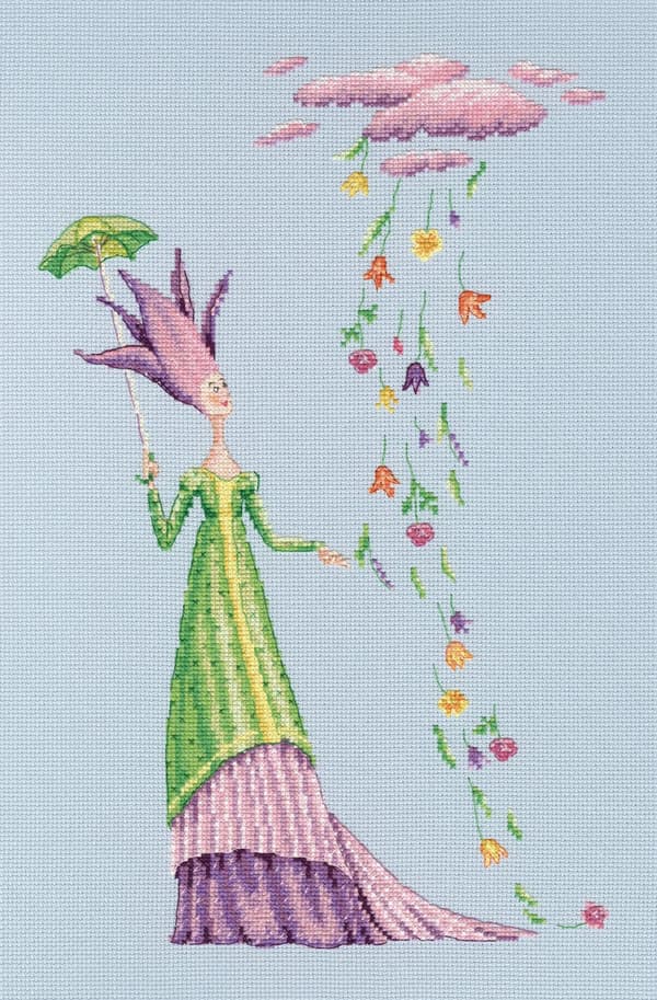 Broderikit blomster regn 24x37 cm RTO