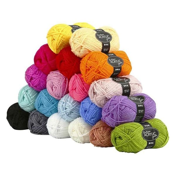 Acrylgarn - Fantasia - Flerfärgad - Paket med 20 nystan - 50g per nystan - 100% akryl