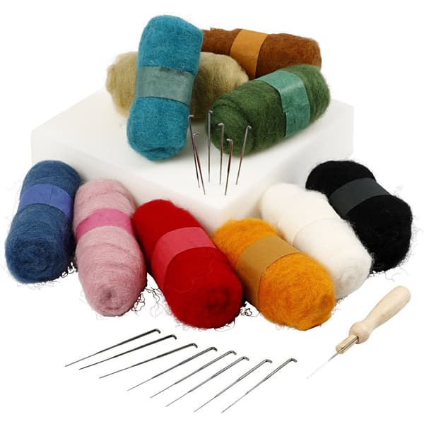 Nålfiltning Startset - 10 mixade färger á 25 gram