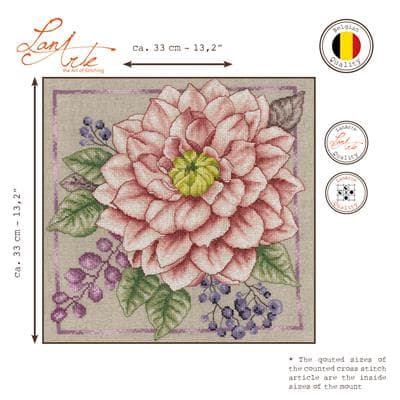 Broderikit Räknade Korsstygn Blooming blush 33 x 33 cm Lanarte