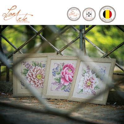 Broderikit Räknade Korsstygn Blooming rouge 33 x 33 cm Lanarte