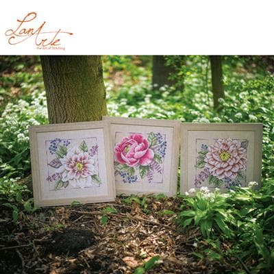 Broderikit Räknade Korsstygn Blooming rouge 33 x 33 cm Lanarte