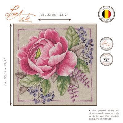 Broderikit Räknade Korsstygn Blooming rouge 33 x 33 cm Lanarte