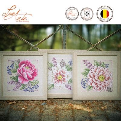 Broderisett Telte Korssting Blooming white 33 x 33 cm LanArte