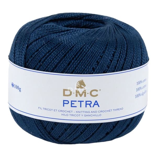 Kula av ull - 100% bomull - Blå - 5823 - DMC - Petra - Långa fibrer