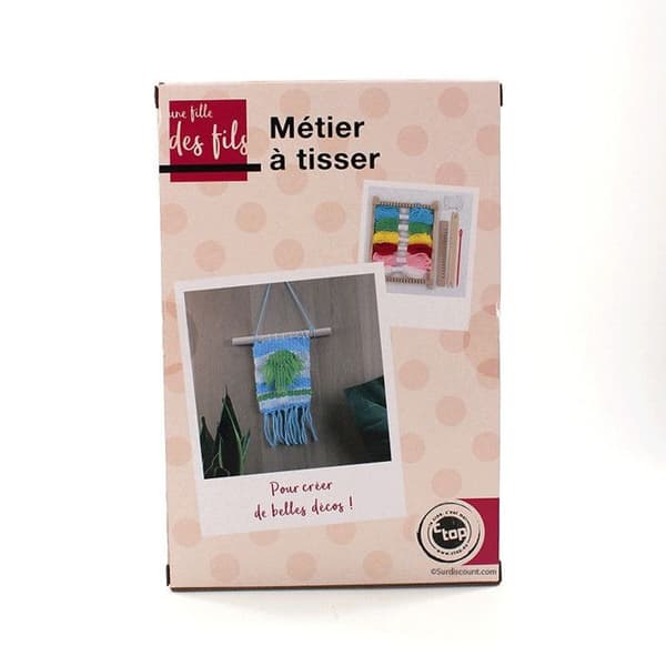 Vävstol - Trä - Miniature - 6 nystan ull - 23,5x17,5x3,5cm - Grön
