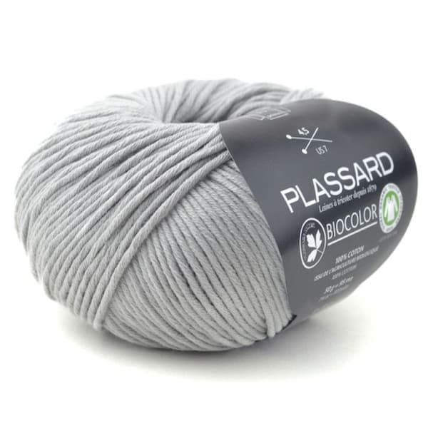 Stickgarn - Plassard - BioColor 10 - 100% ekologisk bomull - Färg Grå - Tillverkad i Italien