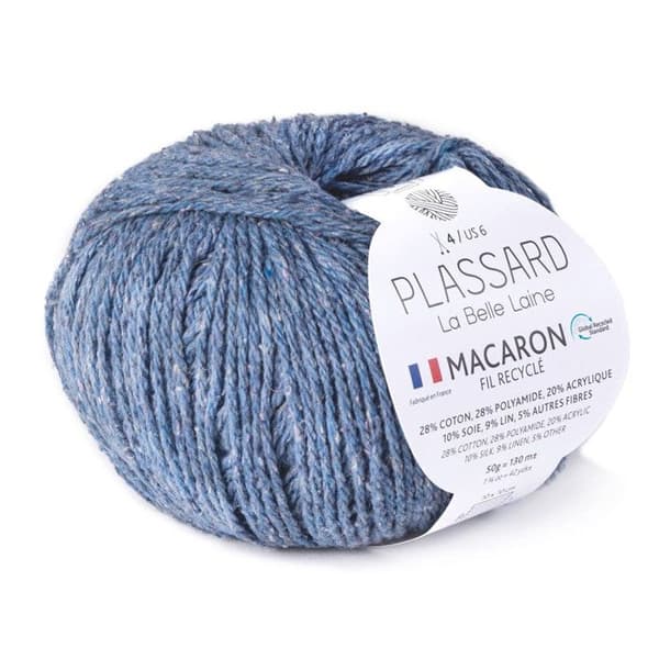Pelote återvunnen Macaron Plassard Tillverkad i Frankrike Jeans Col. 24