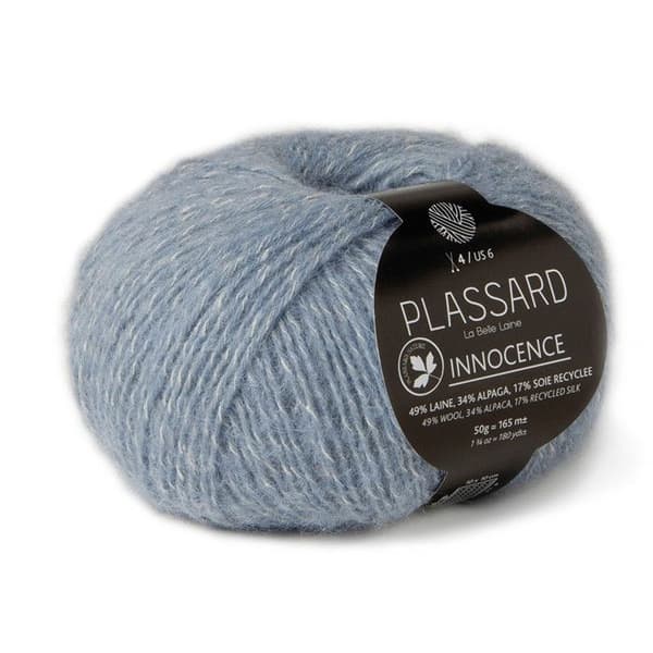 Återvunnen sidenull för stickning Innocence Sky Blue - PLASSARD - 67045 - Vit - Himmelsblå - 100% naturlig