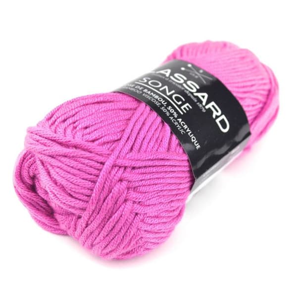 Bolla för sommarstickning - PLASSARD - Songe Fushia Col. 34 - Akryl och viskos - Nålnummer: 5