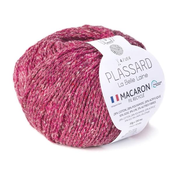 Pelote återvunnen Macaron Plassard Tillverkad i Frankrike Rosa Col. 31
