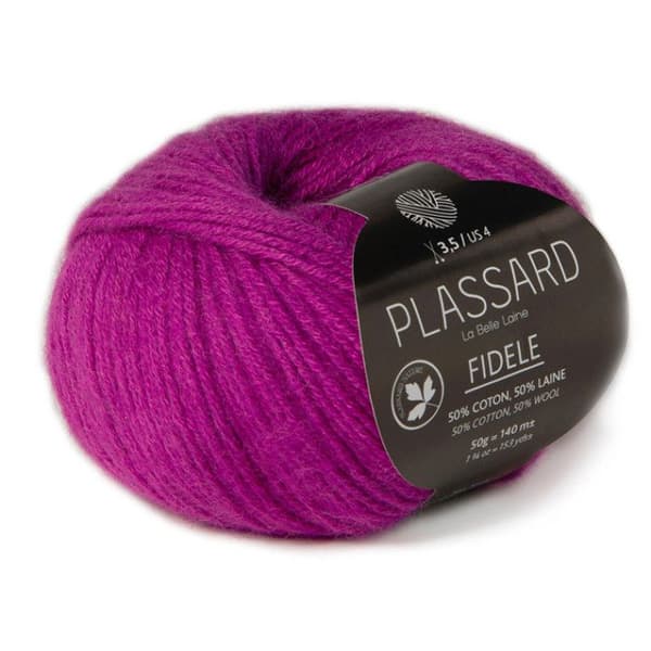 Klassisk ull - PLASSARD - Fidèle Rose Fushia (34) - bomull - Nålnummer: 3,5 - 1 boll
