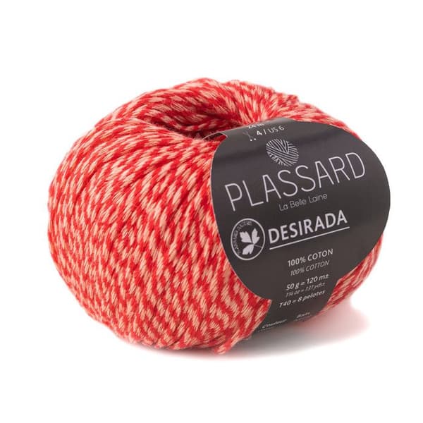 Fil virkning och stickning - PLASSARD - Desirada Korall 50 - 100% bomull - Needle n°4 - 1 nystan