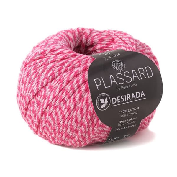 Fil av virkning och stickning - PLASSARD - Desirada - 100% bomull - Bicolor - Candy Rosa 35