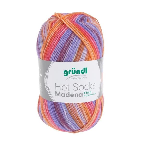 Gründl Hot Socks ull “Madena”, 100 g Tutti-Frutti-Mix, färg 03