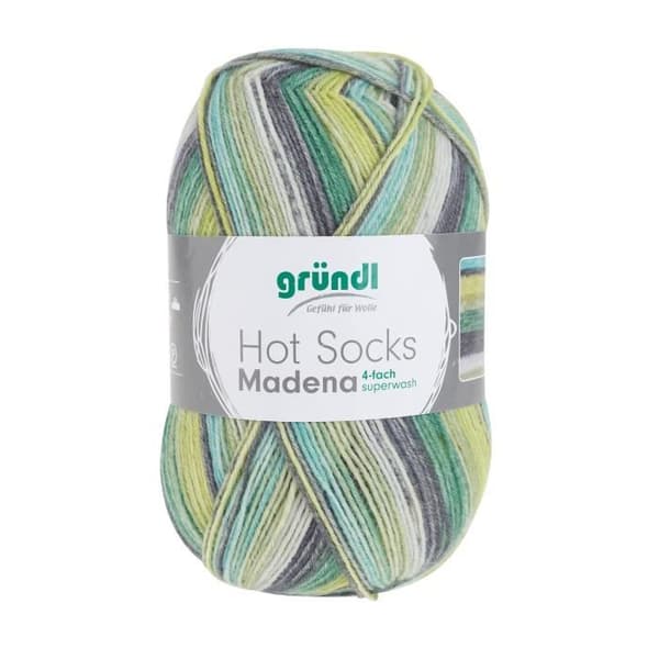 Gründl Hot Socks ull “Madena”, 100 g Neptun-Color-Mix, färg 02