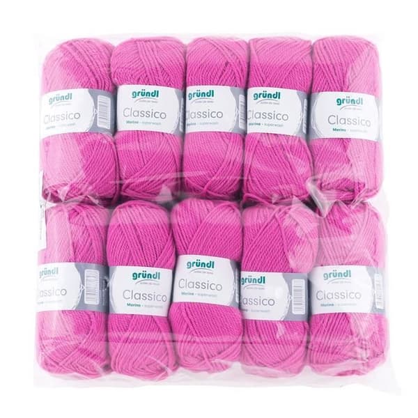 Gründl 3488 09 Classico, Advantage Pack om 10 Stickning 50 g Handstickat garn 50% Virgin Merino Wool Superwash, 50%