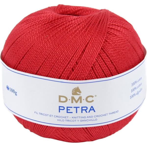 Garnboll - 100% bomull - Röd - 5321 - DMC - Petra - Långa fibrer