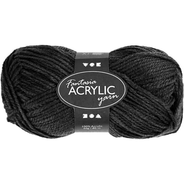 Akrylgarn - Lyx - 3 trådar - Svart - 22 maskor x 26 varv - Stickor nr 4