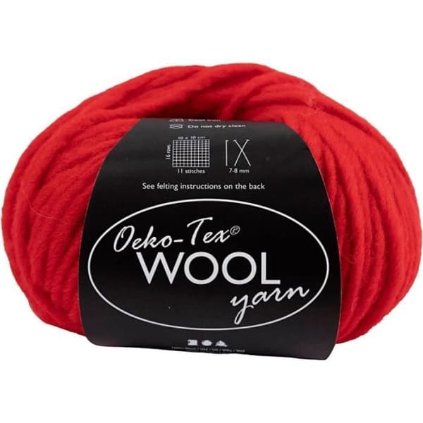 Oeko-Tex ullgarn - 50 g Röd