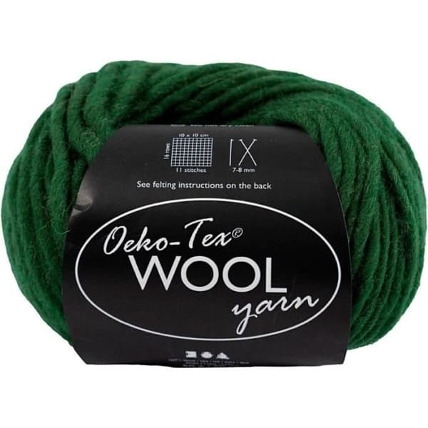 Pelote av Oeko-Tex ullgarn - 50 g Grön