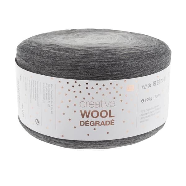Ull - RICO DESIGN - Creative Wool Dégradé - 200 g - 800 m - Pastellgrå