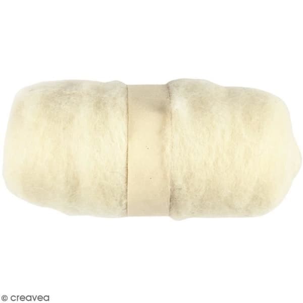 Kardad ull 100 gr - 1 boll Vit