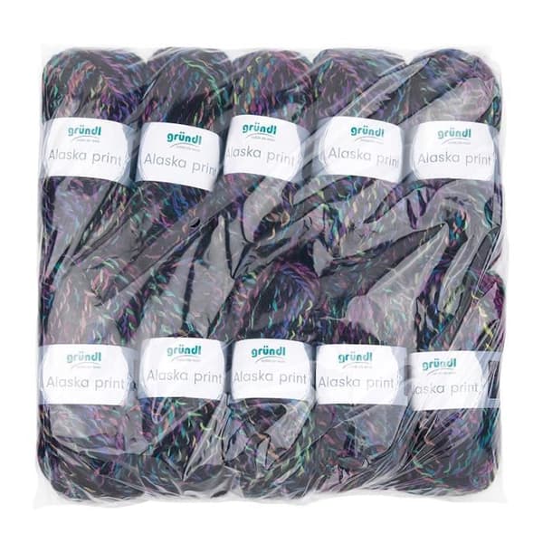 Gründl 3422 08 Alaska Print, Advantage Pack of 10 Sticking 100 g Handstickat garn 80% polyakryl, 20% bomull, grafit