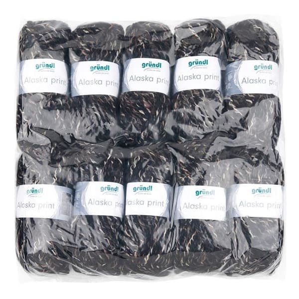 Gründl 3422 06 Alaska Print, Advantage Pack of 10 Sticking 100 g Handstickat Garn 80% Polyacrylic, 20% Ull, Mocca Color,