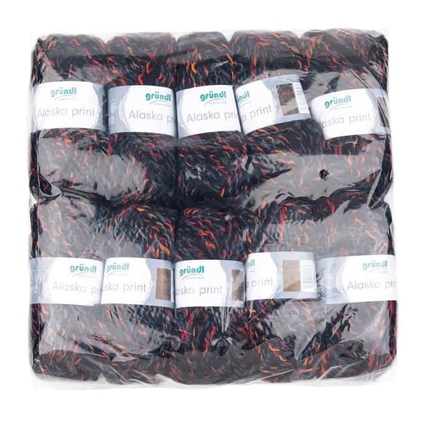 Gründl 3422 07 Alaska Print, Advantage Pack om 10 Stickat 100 g Handstickat garn 80% polyakryl, 20% ull, mörk natt