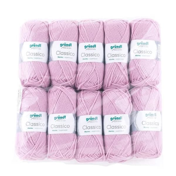 Gründl 3488 04 Classico, Advantage Pack om 10 Stickning 50 g Handstickat garn 50% Superwash Virgin Merino Wool, 50%