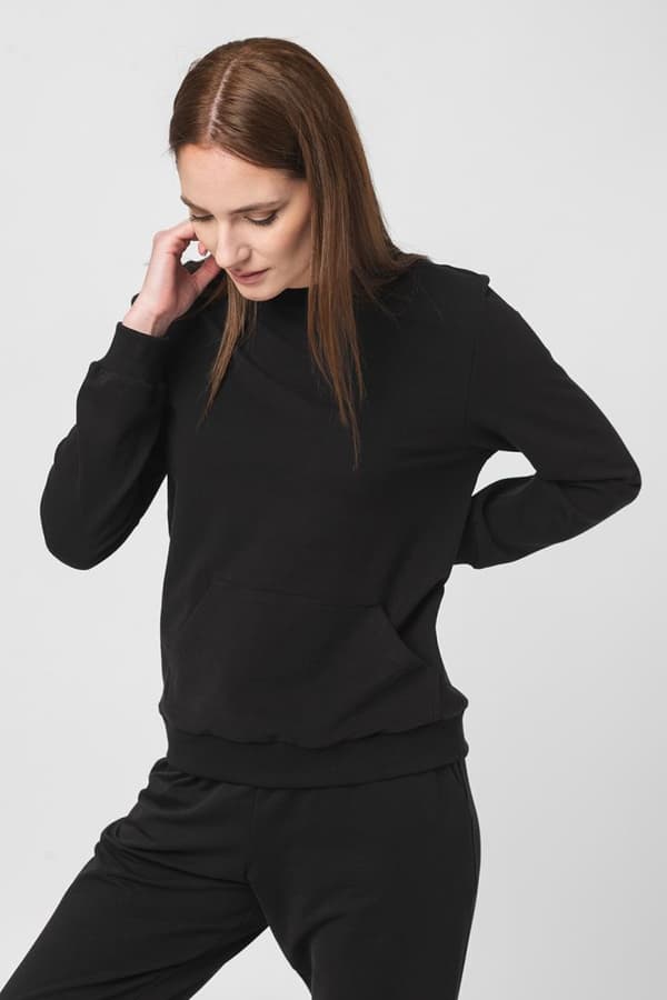 BLUZA COTON CASUAL FEMEI BLACK-L