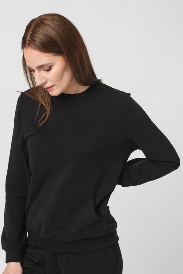 BLUZA COTON CASUAL FEMEI BLACK-L