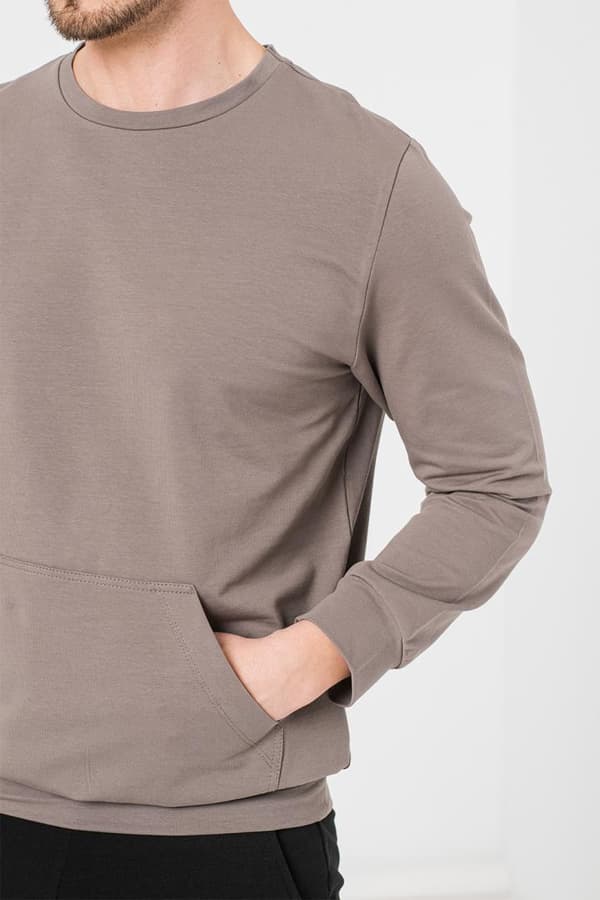 BLUZA COTON CASUAL BARBATI TAUPE-XXL